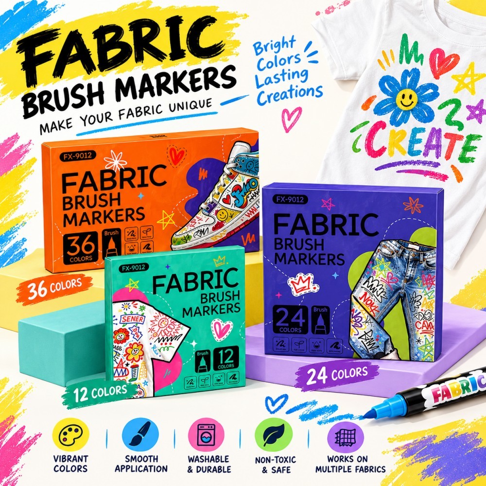 Shoe Brush - Textilmarker (12/24/36 Farben) mit Pinselspitze –